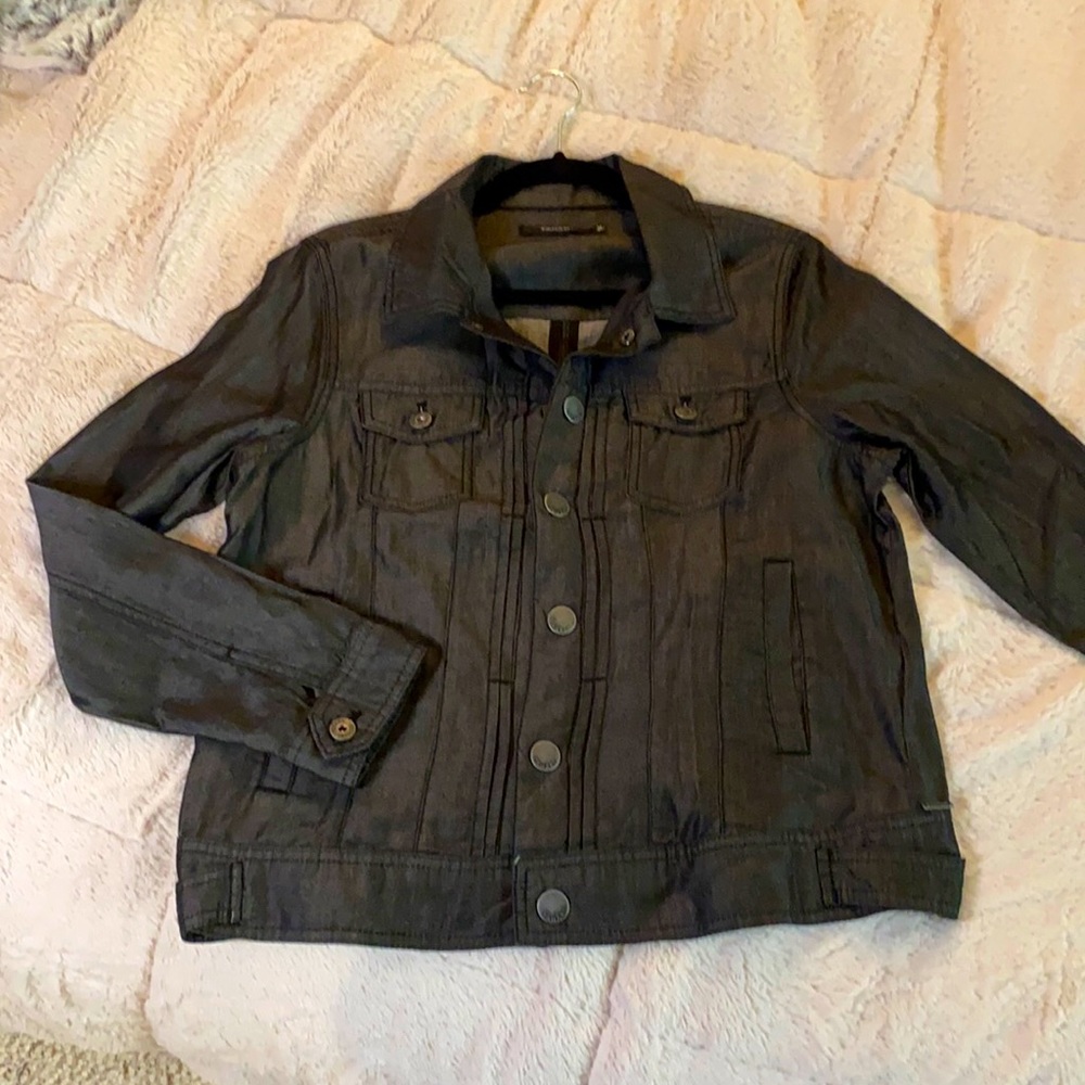 Leather look jeans jacket